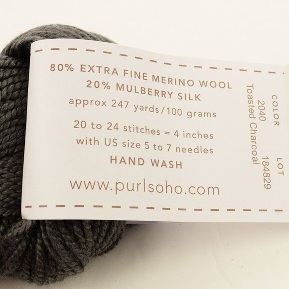 PURL SOHO Mulberry Merino Yarn 247 Yards Toasted Charcoal - Picture 4 of 4